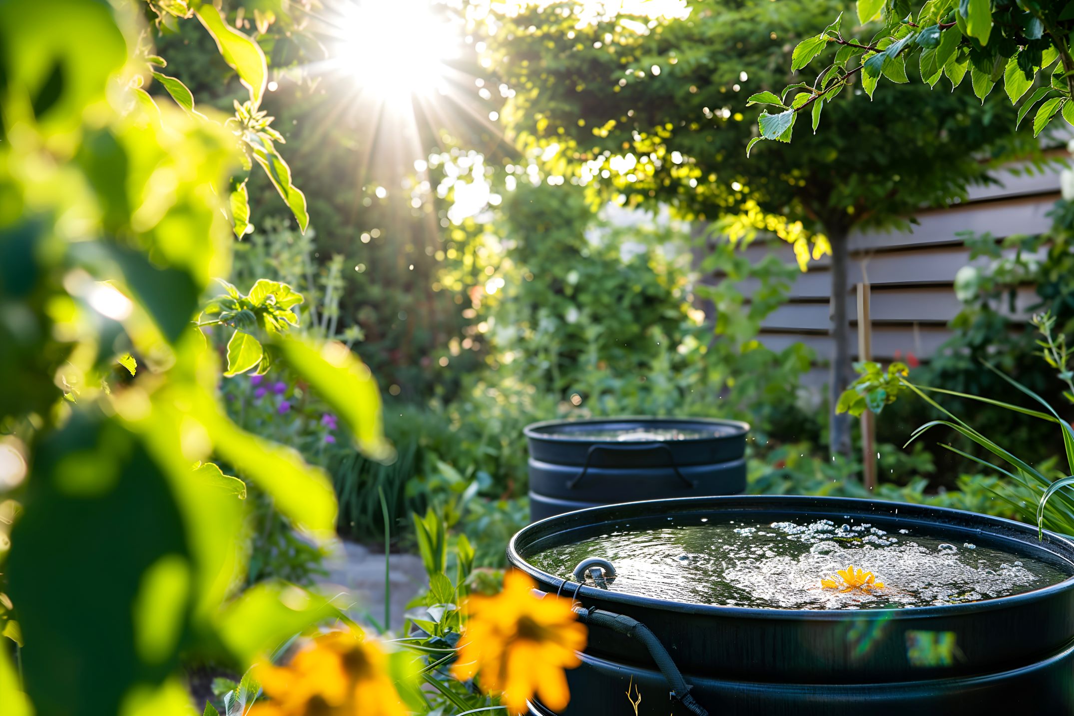 Regentonne im Garten